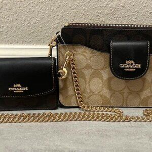 New Coach Poppy Crossbody With Card Case In Signature Canvas